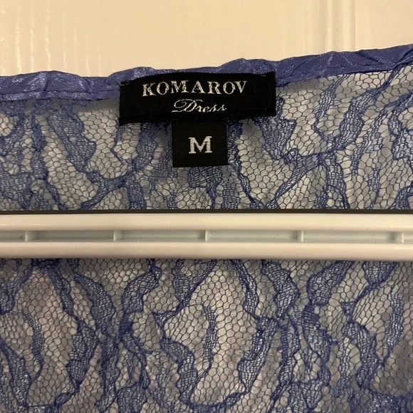 KOMAROV Beaded Charmeuse & Chiffon Tiered Dress Size M - Picture 8 of 10